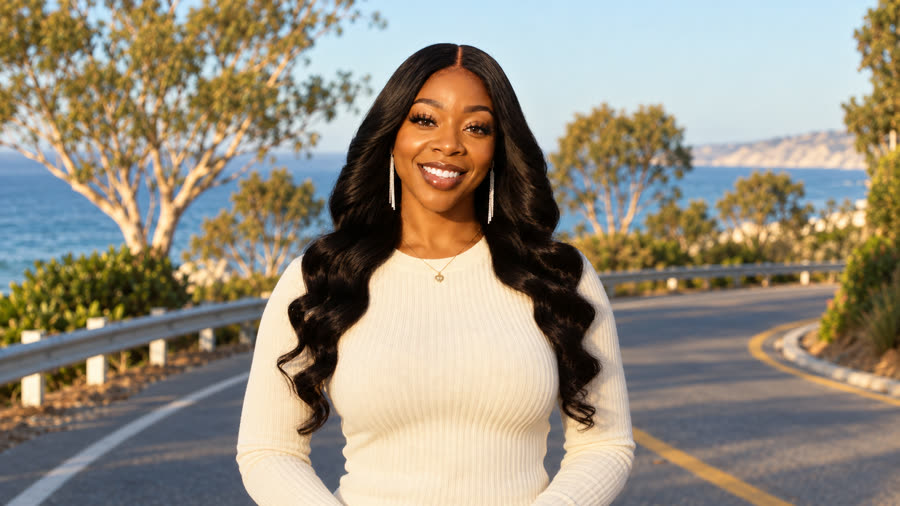 Shakori Edwards on a coastal road